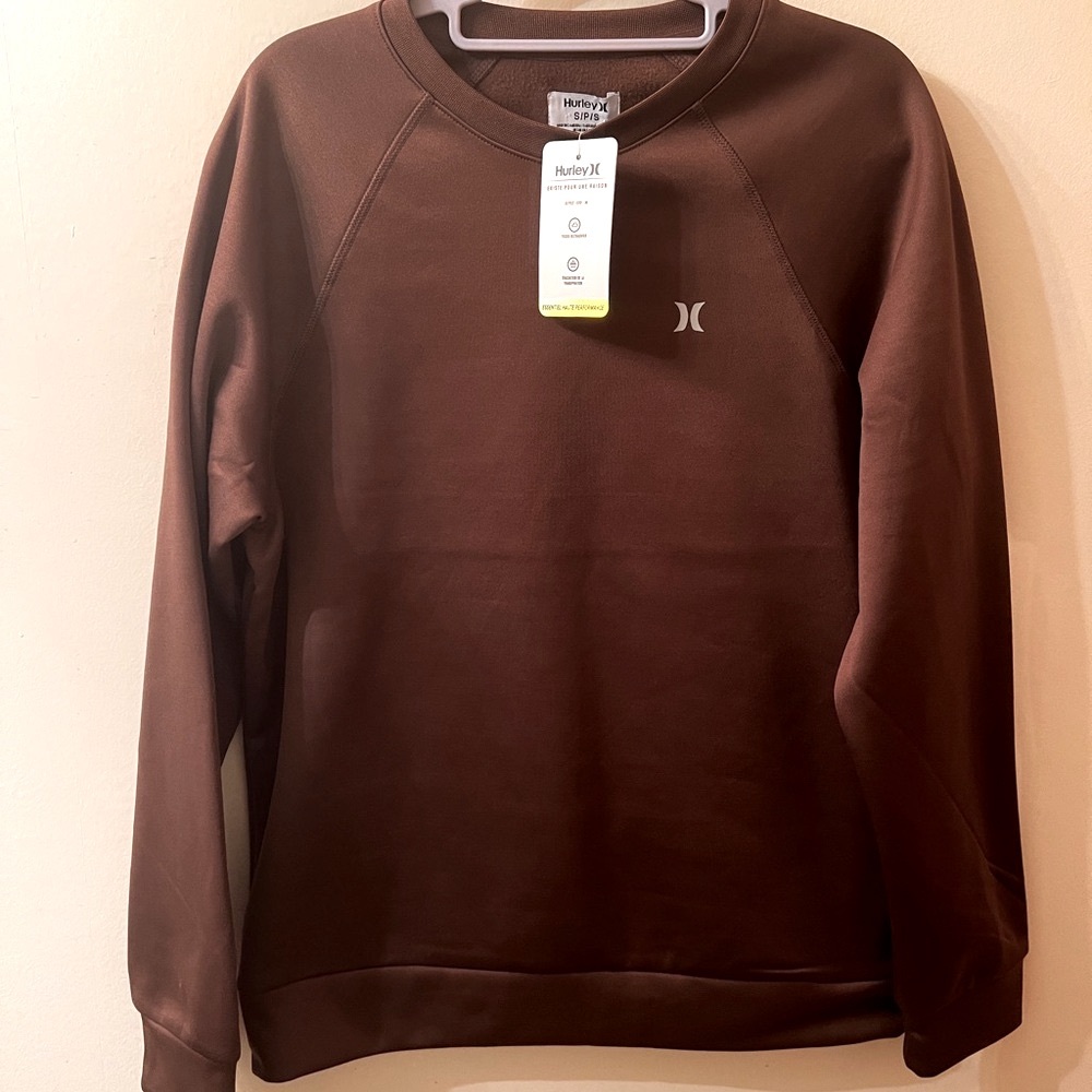 Hurley Brown Crewneck Sweater Soft Cotton Blend